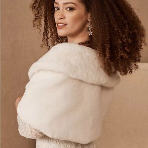 BHLDN Maxime Faux Fur Wrap - Ivory